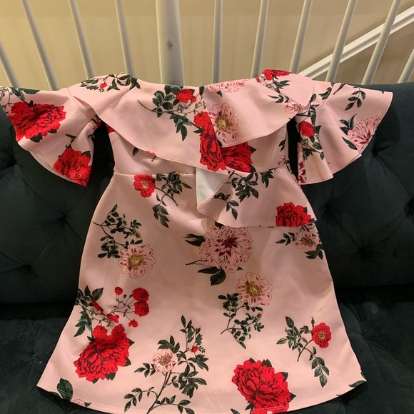 ASOS Maternity Floral ruffle shift off shoulder - Picture 9 of 12